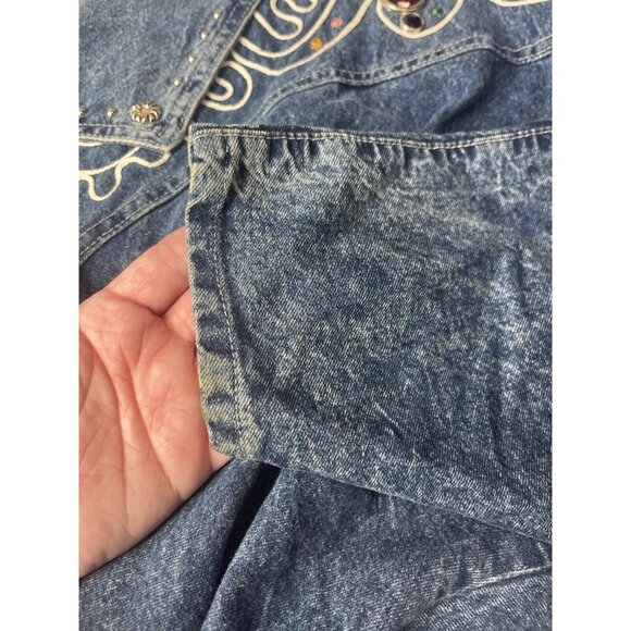 Pado California Batwing Denim Jacket Embellished Distressed Size Medium - Picture 5 of 11